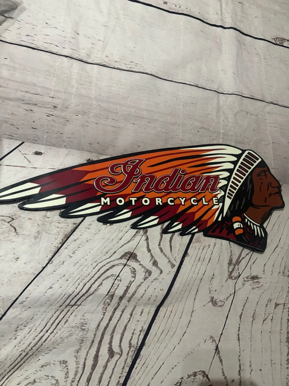 Indian motorcycle Wall Decor Sign - Orange, Red, White